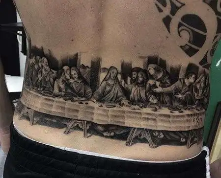 写实后背最后的晚餐纹身图案