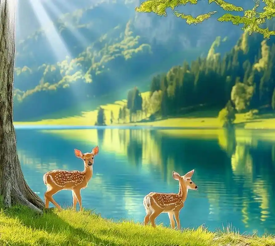 能量头像-一"鹿"吉祥如意 遇到福鹿,事事顺遂财鹿福至,好运连连 背靠