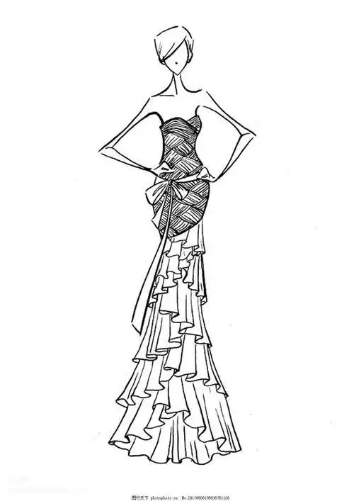 时尚服装搭配女装简笔画