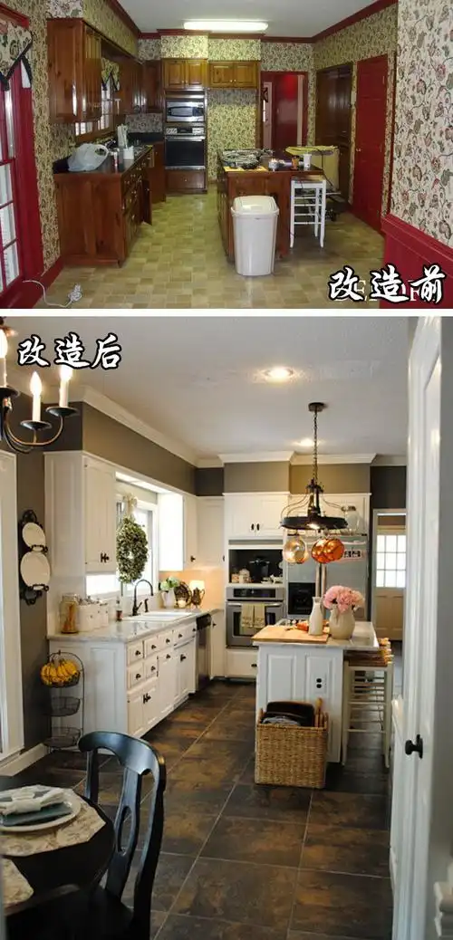 10款厨房改造前后对比照,3000装出30000的效果