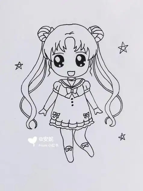 动漫卡通简笔画动漫卡通简笔画美少女