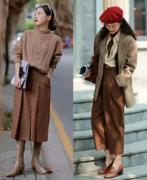 衣服颜色搭配表及效果图片,衣服颜色搭配表及效果图片欣赏(24套秋季咖