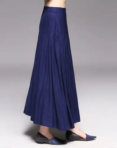 藏蓝色简约百搭长款半截裙