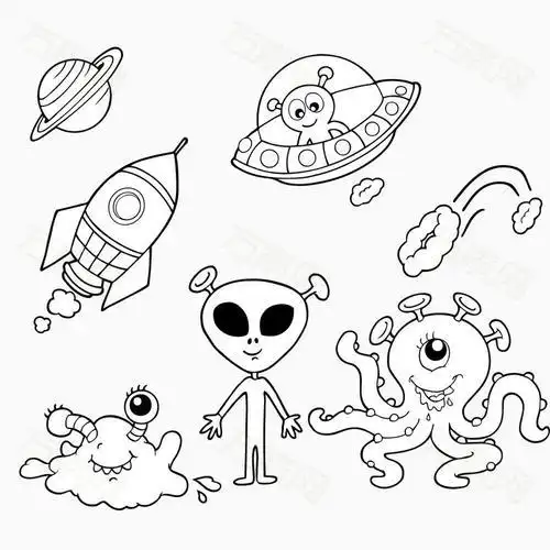 手绘外星人线稿