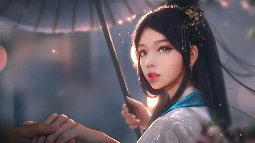 古风女子 伞 手 唯美意境 动漫壁纸