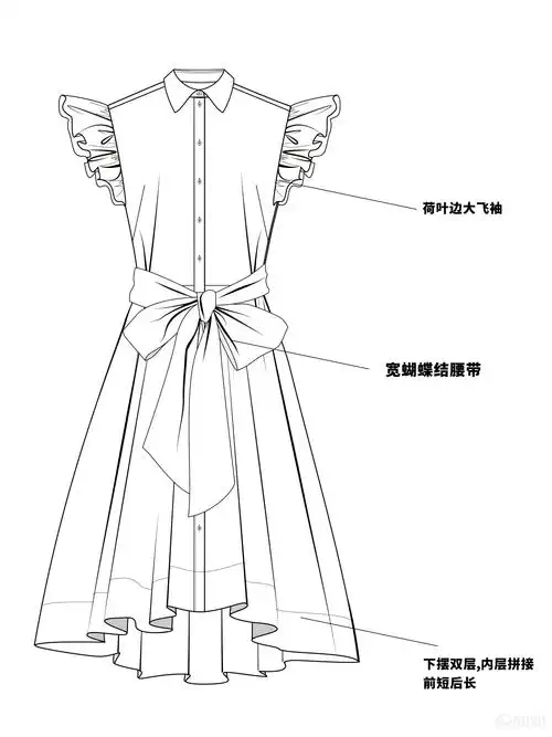 女装连衣裙款式图分享-服装画/服装设计手稿 - 穿针引线服装论坛