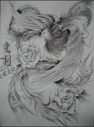半背凤凰纹身图案