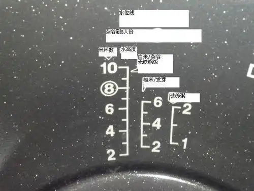 福库电饭锅内胆的刻度,求翻译