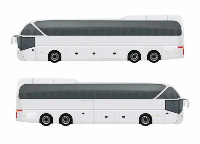 白色的长途客车大巴车侧视图png图片免抠矢量素材
