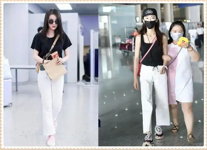 吴谨言是165,张雪迎也是165,二人同穿白色长裤,差距竟如此尴尬