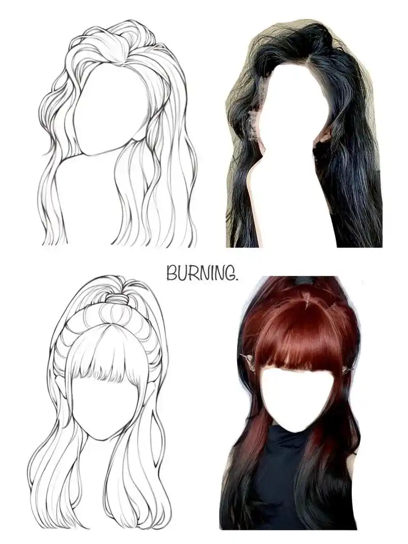 画头发呀画头发|女生发型画法线稿练习78