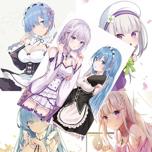 从零开始的异世界生活海报 opp袋装 1套8张铜版纸 拉姆雷姆墙贴纸