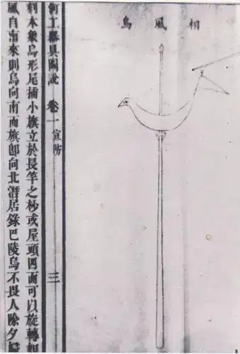 东汉时长安灵台上用来测风的相风鸟.