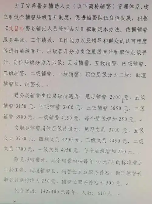 辅警层级工资,就该按这个标准!