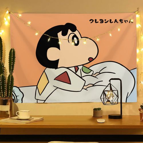 网红爆款日系漫画卡漫蜡笔小新宿舍房间床头卧室客厅背景图挂布