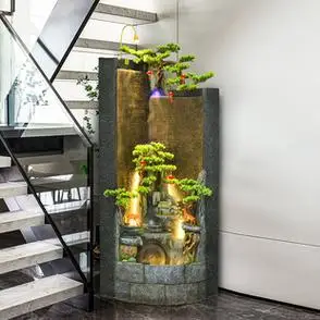 假山流水喷泉客厅落地摆件风水转角装饰大堂别墅办公室水景新中式