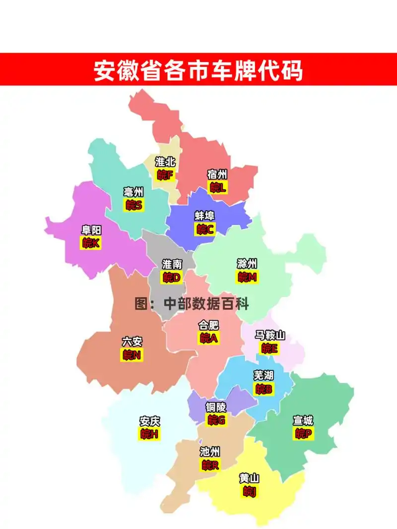 安徽省各城市车牌代码分布图,你知道安徽的哪些车牌,你知道安徽车牌