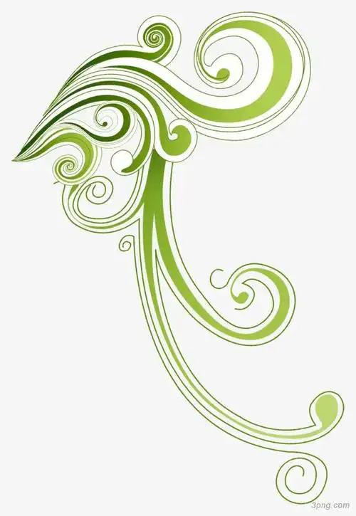 绿色清新线条花纹png素材透明免抠图片-边框纹理