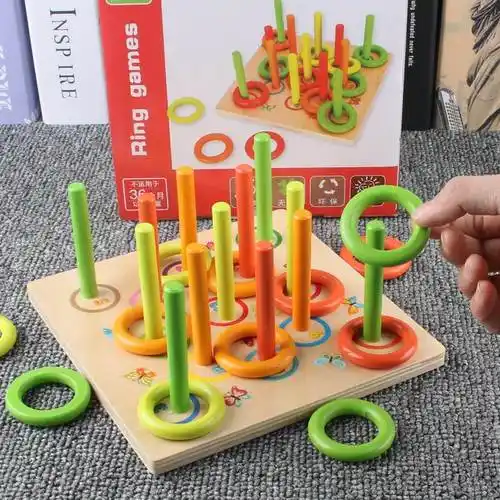 儿童木制套圈玩具套圈圈游戏亲子互动幼儿园益智锻炼手指投掷玩