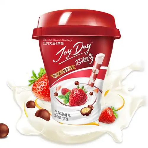 伊利joyday风味发酵乳吸果杯巧克力豆草莓酸奶酸牛奶220g1
