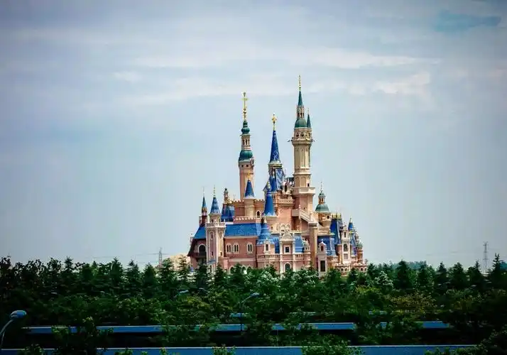 远远望着的迪士尼城堡