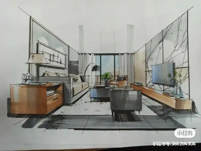 客厅和卧室的手绘效果图