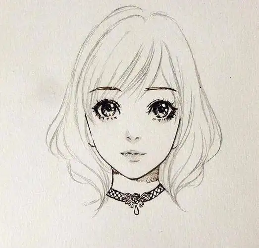 一组动漫小姐姐头像线稿