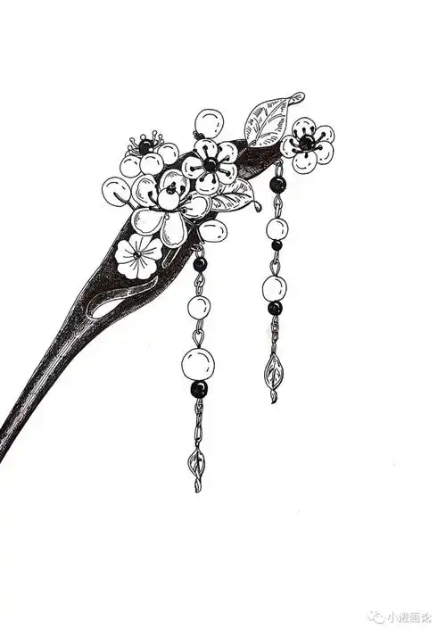 小进钢笔画 | 画一根古风发簪