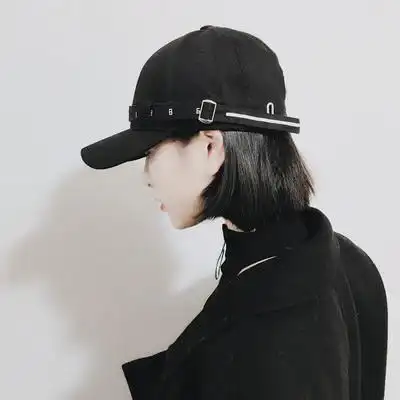 黑衣黑帽侧脸美人_戴帽子女生头像图片_扣扣居