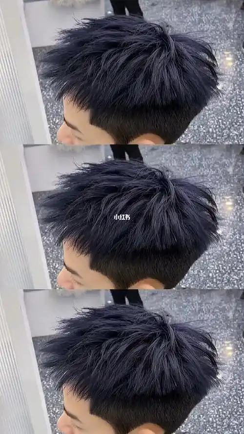 男生碎盖77蓝黑色染发上海男生剪发造型
