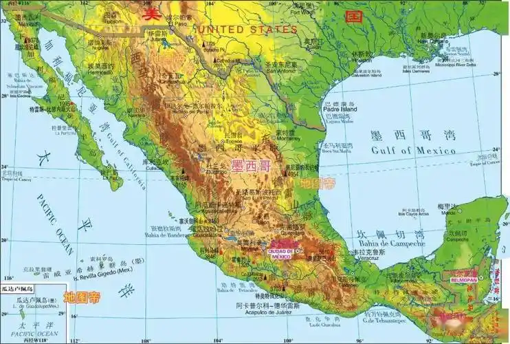 图-墨西哥地形图-尼加拉瓜地形图-哥斯达黎加地形图-巴拿马地形图