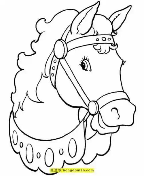 10张戴着蝴蝶结的小马可爱儿童卡通简笔画-红豆饭小学生简笔画大全