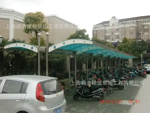 热销自行车棚上海嘉定钢结构阳光板自行车棚厂家