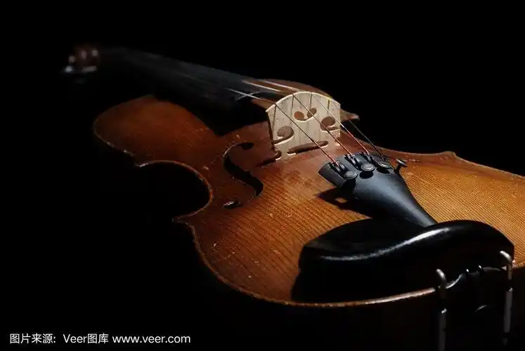 古老的古董木制小提琴对抗黑暗的背景