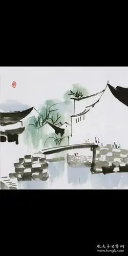 吴冠中国画写意水乡名家字画纯手绘