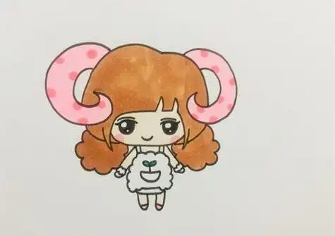 十二星座白羊座美少女简笔画画法教学可爱白羊座美少女简笔画图片大全