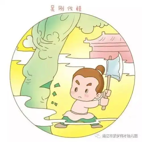 吴刚伐桂卡通简笔画