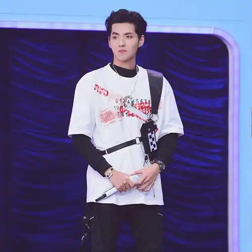 快乐大本营吴亦凡同款圆领短袖t恤青少年运动休闲字母印花半袖男