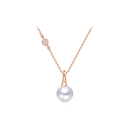 周大福至真系列18k玫瑰金海水珍珠项链