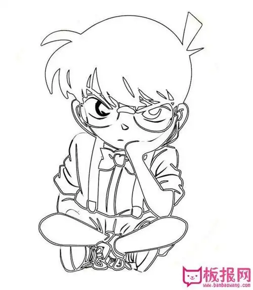 卡通人物简笔画图片名侦探柯南