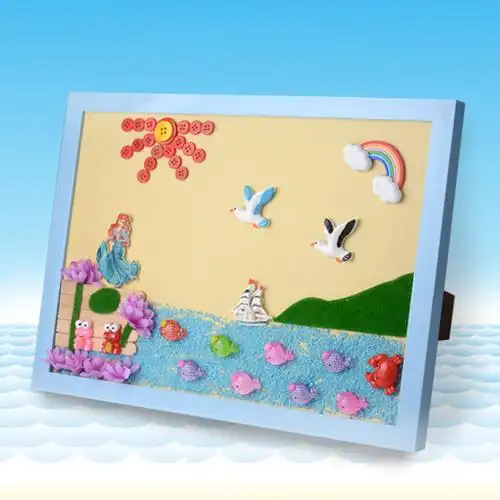 儿童创意diy手工制作粘贴画亲子四季景色景观a4相框装饰画材料包