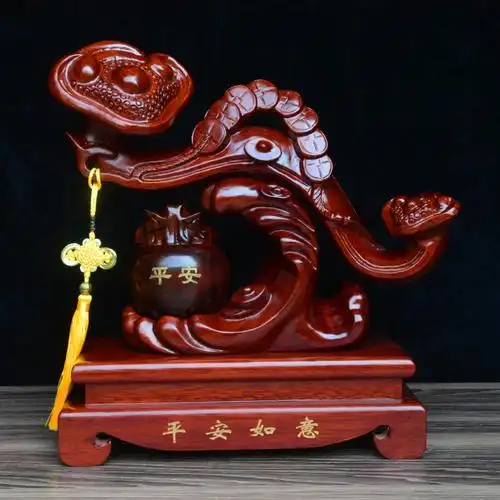 红木铁梨木雕吉祥如意平安家居镇宅实木工艺品客厅摆件家居装饰品