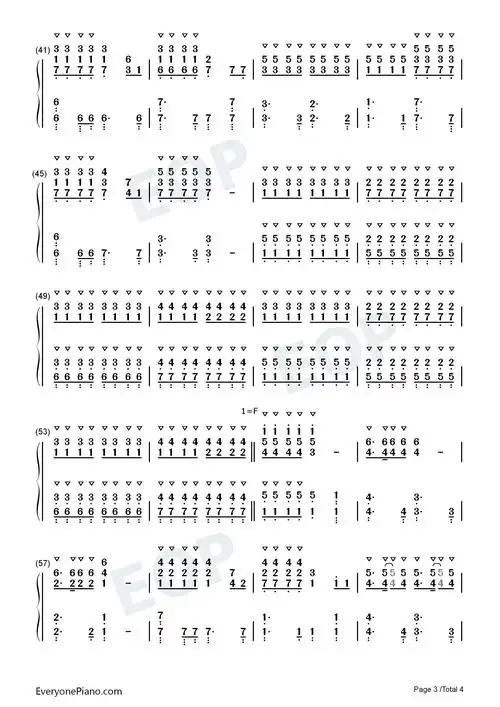我爱你中国钢琴伴奏谱双手简谱预览3