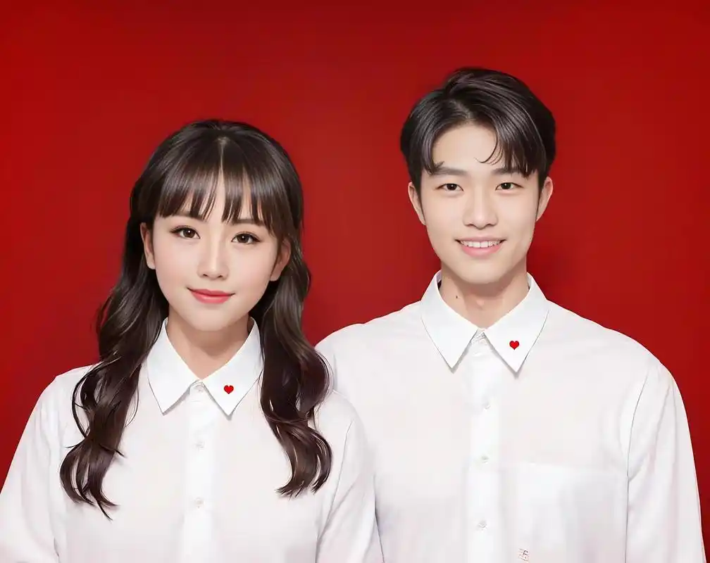 红底结婚证件照模板.#一键生成ai写真集 #红底合照 #结婚 - 抖音