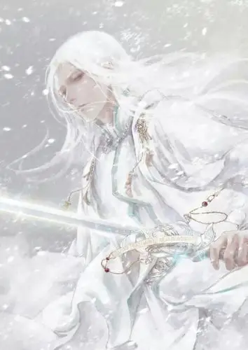 一个动漫图片,一个男生,一个古装形象,一束黑发