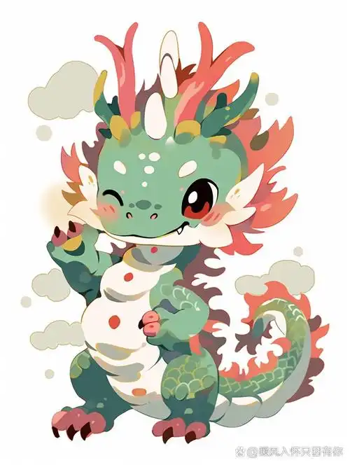 萌萌小龙插画/q版可爱卡通龙形象/龙年ip