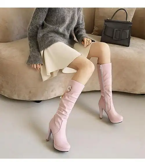 珂卡芙(kekafu)2021新款女士高筒靴骑士靴女长靴女靴子长筒靴秋冬季细