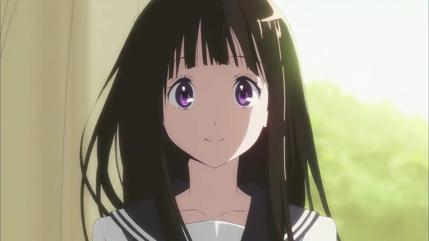 千反田爱瑠是一个外表清秀的女生,一头披肩黑发,对很多事物充满好奇心