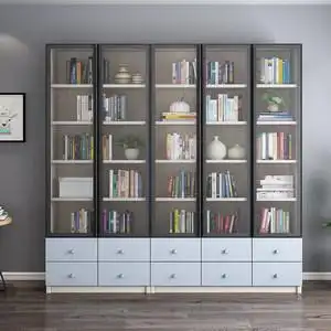 北欧简约现代书柜小户型玻璃门书房书橱储物柜书架文件柜组合