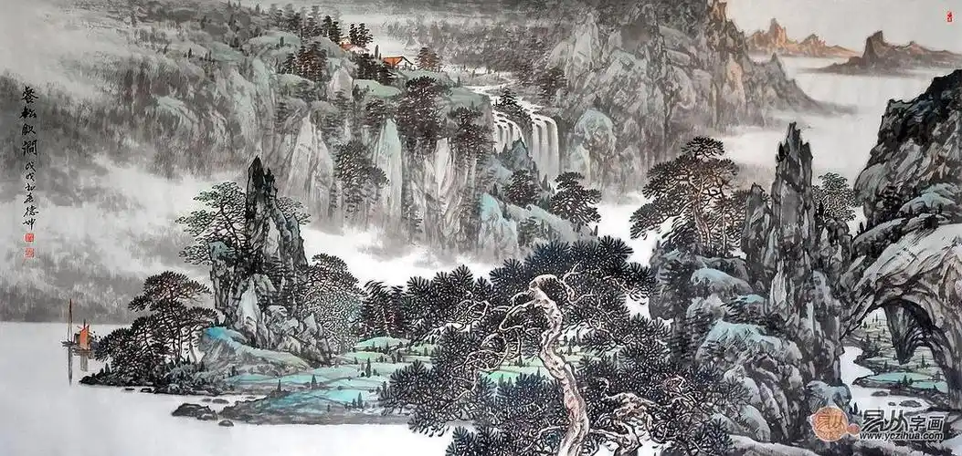 沙发背景墙挂什么画好,朋友们都说这些山水画好看